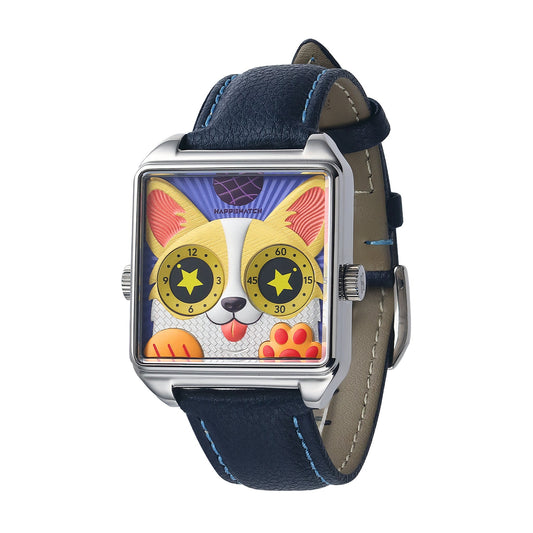HappieWatch The Corgi Modern Dog Watch in Silver HappieWatch