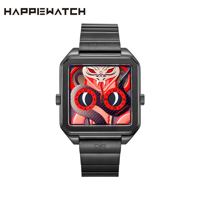 HappieWatch Black Mamba Steel Watch — Venomous Red Dial HappieWatch