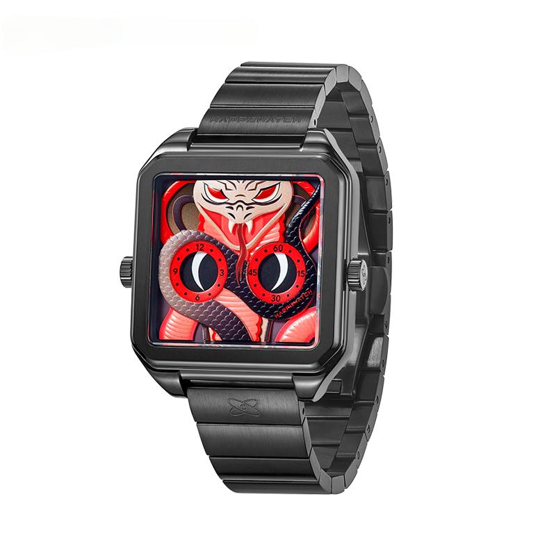 HappieWatch Black Mamba Steel Watch — Venomous Red Dial HappieWatch