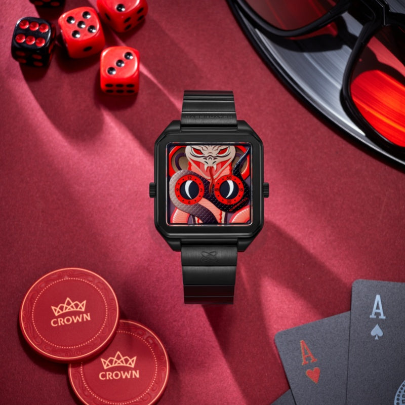 HappieWatch Black Mamba Steel Watch — Venomous Red Dial HappieWatch