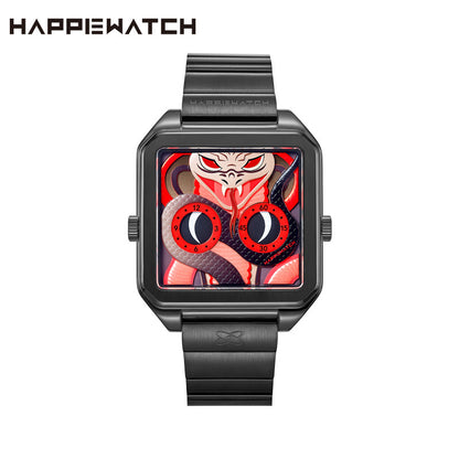 HappieWatch Black Mamba Steel Watch — Venomous Red Dial HappieWatch